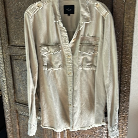 Light Green Rails / fringe bottom blouse/overshirt - Picture 1 of 5